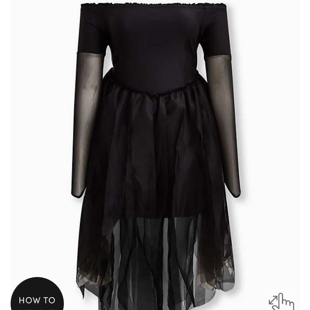 Torrid Off shoulder tulle long sleeve goth formal costume dress witch size 1 - Picture 5 of 6